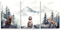 Baby Boy with Animals Adventure Nursery Decor, Adventure Toddler Decor, Watercolor Woodland Forest Nursery Wall Decor for Boy's Bedroom, Outdoor Children's Room Decor Print, Framed Set of 3, 12"x16"