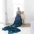 SARANONI Bamboni Luxury Throw Blanket | Oversized Super Soft Plush Home Decorative Comfy Blankets for Couch or Bed | Nautical Blue - X-Large 60” x 80”