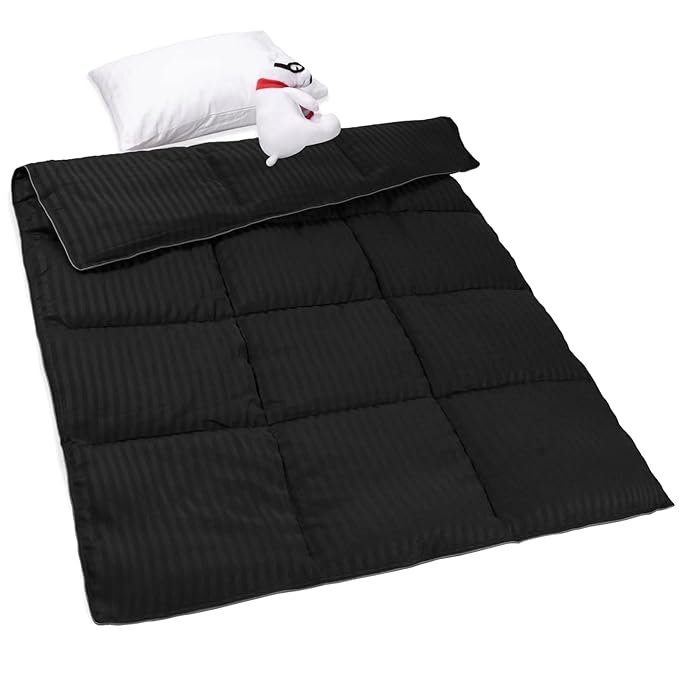 ZPECC Toddler Down Alternative Comforter, 39x47 Hypoallergenic Baby Blanket Quilt, Soft Breathable Lightweight All Season Kids Duvet Insert for Crib Stroller Cot Daycare, Black Stripe