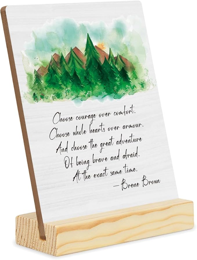 Inspirational Quote Wood Plaque Signs Motivational Quotes Choose Courage Over Comfort. Choose Whole Hearts Over Armour Psychology Recovery Watercolor Desk Decor Encourage planks2006