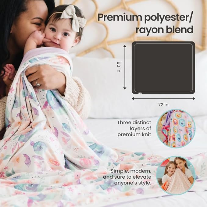 Copper Pearl Jumbo 3-Layer Cozy Baby Quilt: Soft Quilts for Boys and Girls | Breathable, Toddler Blanket | Baby Quilt for Newborns | 46x46 Premium Polyester/Rayon | Caroline