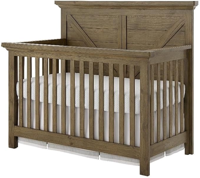 Pemberly Row Traditional 4 in 1 Convertible Crib Harvest Brown