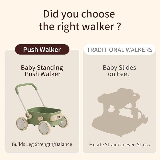 PULA Baby Push Walker with Wheels Toddler Wagon for First Learner Baby Toys 6-12 Months, 1 Year Old Birthday Gifts, Indoors and Outdoors (Black)
