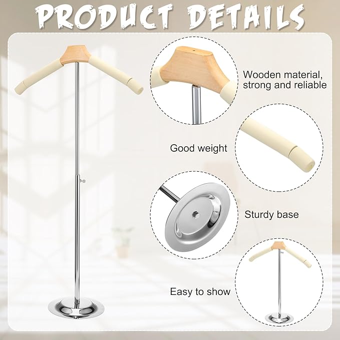 Soaoo Flexible Shoulder Stand Adjustable T Shirt Display Beige Coat Hanger Stand Portable Hanging Clothing Display Rack Garment Coat Holder for Retail Vendor, Height 16-27.9 Inch(4 Pcs)