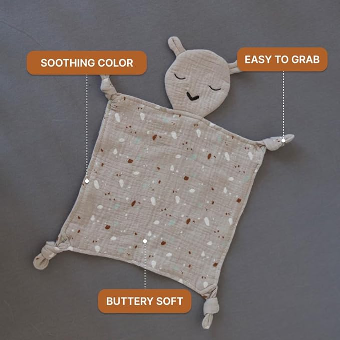 Parker Baby Muslin Lovey Security Blanket for Babies | 100% Organic & Hypoallergenic Muslin Cotton | Soft & Safe for Newborns and Toddlers | Travel Friendly Sleep Soother