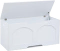 39.4" Storage Chest, Wooden Storage Bench Trunk, Upgraded Safety Lift Support Hinge, Large Entryway Bench Box, Supports 330 lb U-Shaped Opening for Entryway, Hallway, Living Room, Ivory White