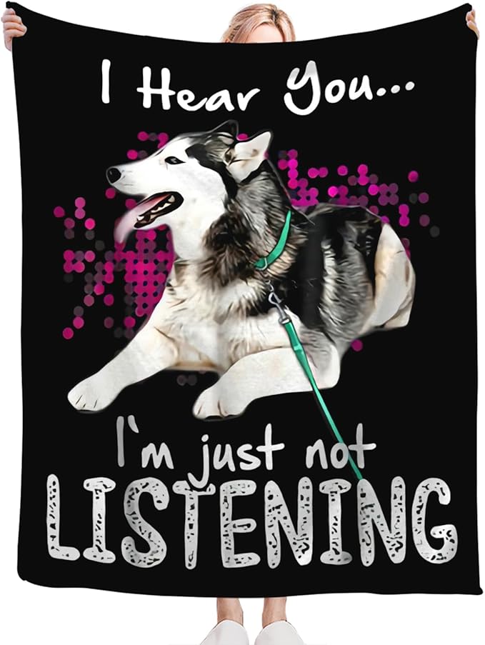 Tijuboni Husky Throw Blanket Dog Gifts for Girls Boys Women Men Kids Adults Soft Flannel Fleece Blanket for Couch Sofa Bed Home Decor 60"x80"