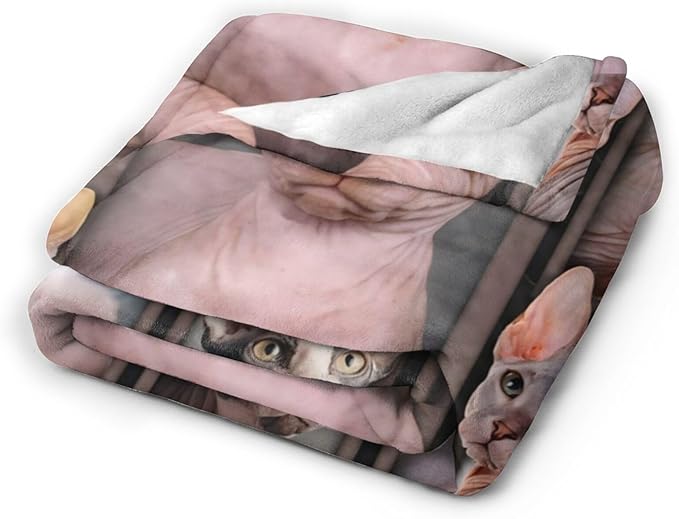 Tijuboni Sphynx Cat Throw Blanket Cat Gifts for Girls Boys Women Men Kids Adults Soft Flannel Fleece Blanket for Couch Sofa Bed Home Decor 50"x60"
