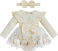 Giraropa Baby Girl Fall Winter Clothes Long Sleeve Romper Dress + Socks + Headband Newborn Infant Cute Casual Outfits
