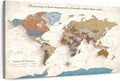 ElephantStock - Personalized Journey V Push Pin World Map Wall Art - Horizontal Canvas Wall Art - Living Room Wall Decor - Digital Art Map Canvas Art - Beige And Orange Decor - 30" x 20"