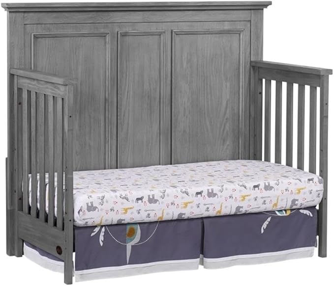 Pemberly Row Modern Wood 4 in 1 Convertible Crib in Graphite Gray