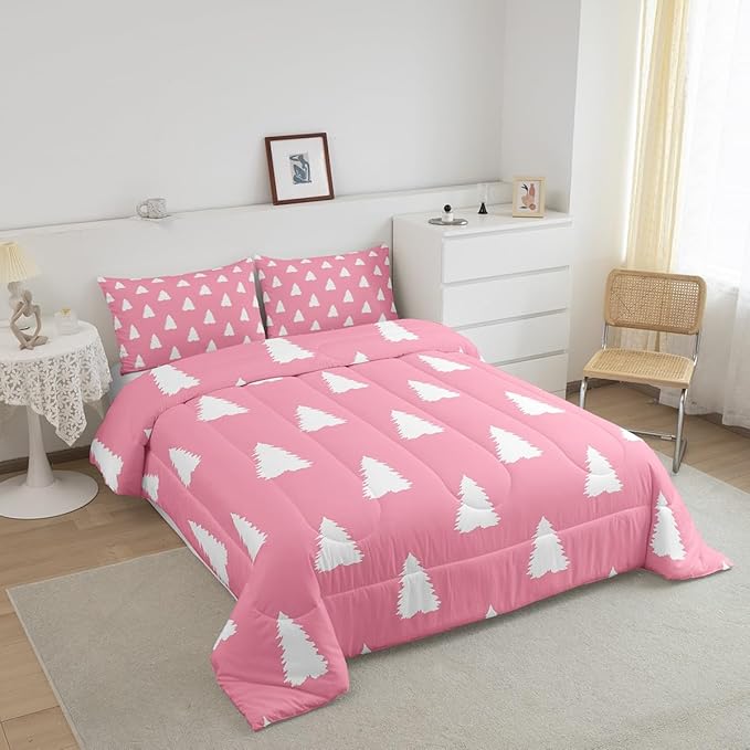 Feelyou Christmas Trees Bedding Set for Kids Boys Girls Full Size Holiday Decor Comforter Set Ultra Soft Winter Comforter Xmas Duvet Quilt Bedroom Decor Christmas Decorations Quilt