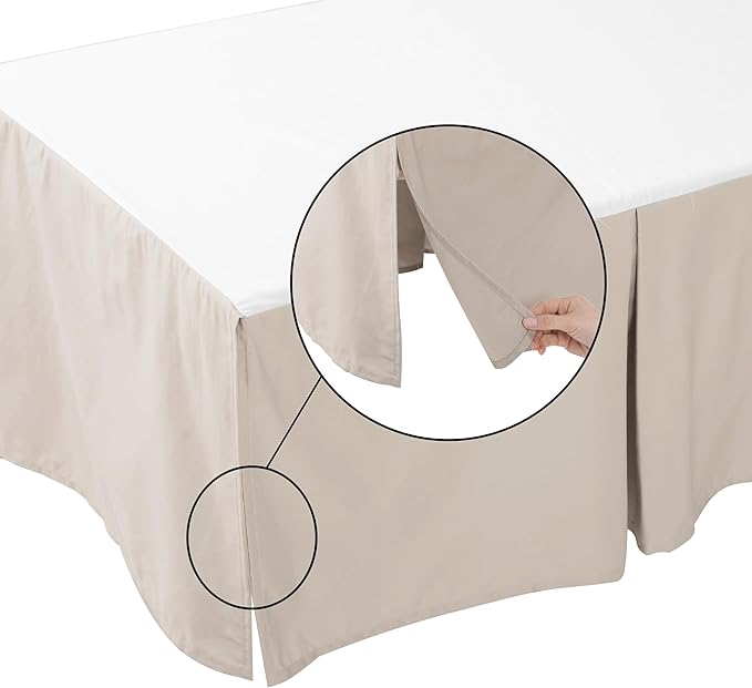 Crib Skirt Dust Ruffle, 100% Egyptian Cotton 400 Thread Count Soft Breathable Crib Bedding Skirt for Baby, Boys and Girls, 52"X28" with 14" Crib Bed Skirt Fading Resistant (Ivory Solid)