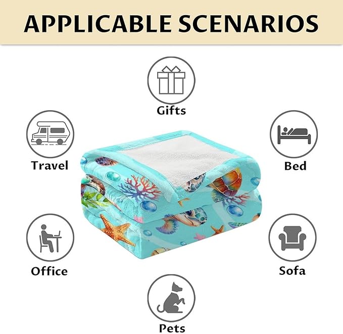 Turtle Gifts for Girls - 40" x 50" Inches Cute Turtle Throw Blanket for Boys Kids - Green Soft Fuzzy Blankets for Sofa, Crib & Bed
