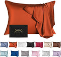 Mulberry Silk Pillowcase for Hair and Skin,Standard Size Cooling Silk Pillow Case with Hidden Zipper,Allergen Proof Dual Sides Soft Breathable Smooth Silk Pillow Cover for Women(Standard,Orange)