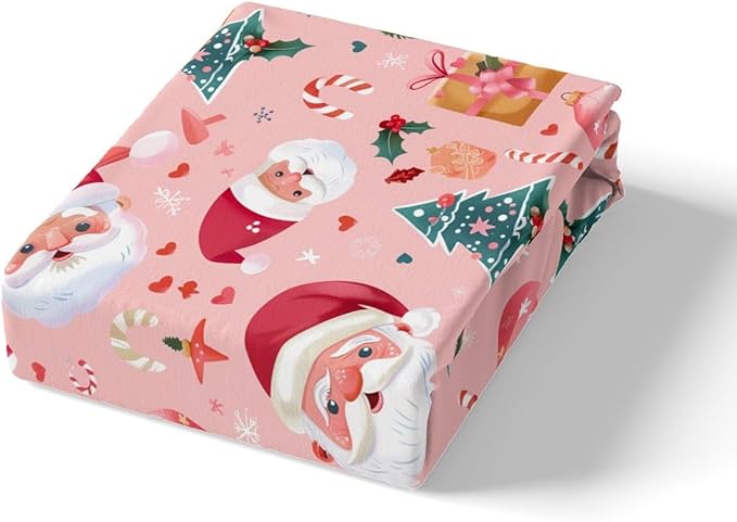 Feelyou Christmas Bedding Set Pink Christmas Duvet Cover Set for Kids Boys Girls Cookies Comforter Cover Christmas Tree Quilt Cover Bedroom Collection 3Pcs King Size,No Comforter