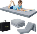 MeMoreCool Foldable Floor Mattress for Kids, Toddler Floor Nap Mat for Sleeping Daycare, Small Child Foldable Mattress Floor Bed, Trifold Futon Portable Tri Folding Mattress, Grey 75x25 Inch