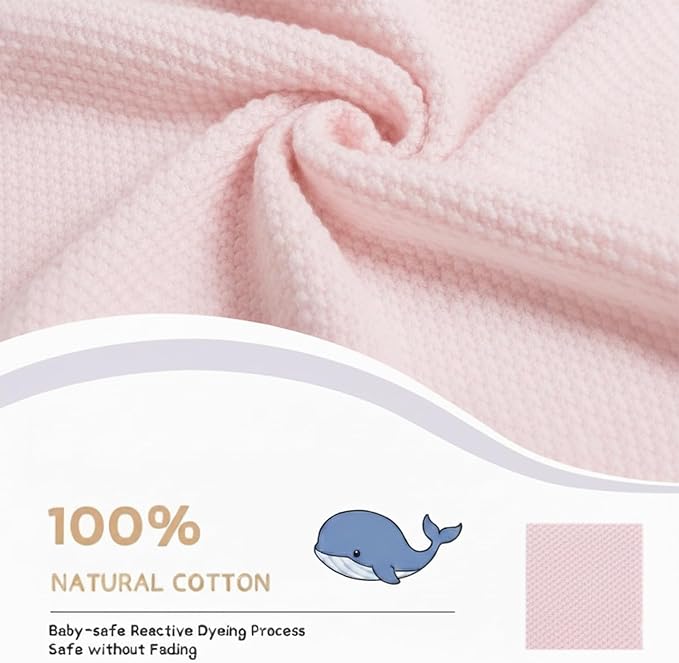 Cotton Baby Blanket with Ruffle Edge Soft Breathable Newborn Blanket for Boys & Girls, Lightweight Knit Throw for Crib, Stroller & Nursery Multiple Colors Available Pink 28x36