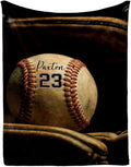 Custom Softball Baby Blanket with Name Number: Personalized Fluffy and Warm Gift for Baby Toddler Kids and Adults Birthday Skin-Friendly Flannel Fabric(60"x80")
