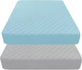 Quilted Crib Mattress Protector (2-Pack), Waterproof Toddler Mattress Pad Cover, Fits Standard Baby Crib Mattress 52x28''