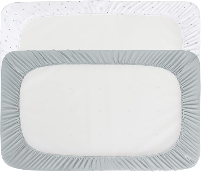 Bassinet Sheets Compatible with AMKE 3 in 1 (35" x 21"), Besrey, Miliard, GoFirst, Li’l Pengyu, Foalom, YADAQE, Baby Joy, TCBunny, yamesmile Bassinet, Ultra Soft & Super Stretchy, Grey & White Star