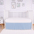 Box Pleated Crib Bed Skirt Premium 100% Cotton 800 Thread Count Nursery Crib Toddler Bedding Crib Bedskirt for Baby Boys or Baby Girls, (28" x 52") + 14" Drop Lenght - Light Blue Solid