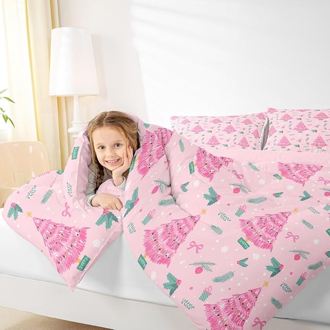 Feelyou Christmas Tree Comforter Set All Season Merry Christmas Bedding Set with 1 Pillow Cases Happy New Year Microfiber Kids Twin Bedclothes Xmas Bedroom Decor Duvet Quilt Soft Lightweight