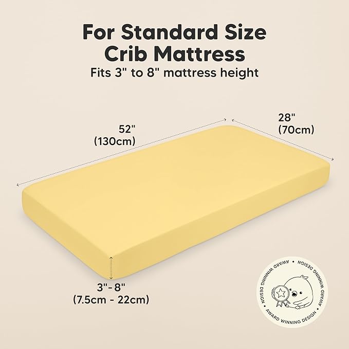 KeaBabies 2-Pack Organic Crib Sheets for Boys, Girls - 52x28 Fitted Crib Mattress Sheet Neutral, Breathable Jersey Cotton Cover for Baby Bed, Toddler Mattress, Soft & Cute Prints (Sunshine)