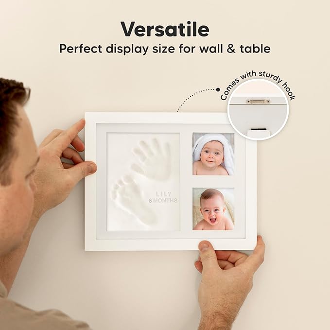 KeaBabies Baby Hand and Footprint Kit - Quick Dry Clay Baby Footprint Kit, Pets Paw, Newborn Keepsake Picture Frame for Boys, Girls, Personalized New Mom Gifts for Shower & Christmas (Alpine White)