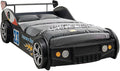 LKTART Car Bed Twin Size for Kids, Race Car Shaped Wooden Platform Bed Frame with Headboard Wheels and Support Slats for Boys Toddlers Child's Bedroom (Black)