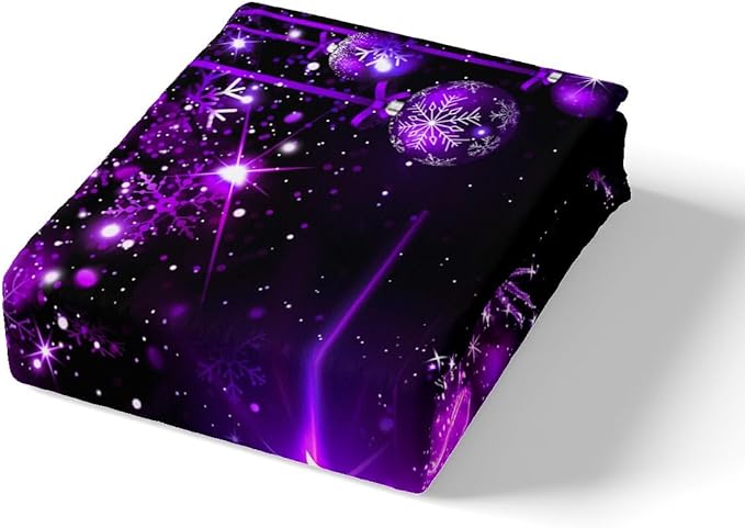 Manfei Christmas Tree Duvet Cover Set Queen Size Purple Twinkling Deer Comforter Cover Western New Year Bedding Set 3pcs for Kids Boys Girls Christmas Theme Quilt Cover with 2 Pillowcases,No Comforter
