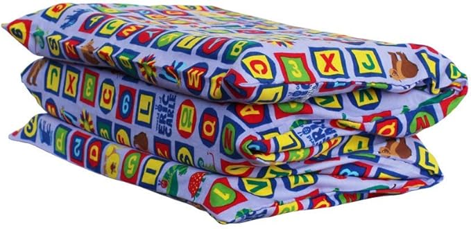KinderMat + Eric Carle Kinderbundle - ABC & 123 - Full Nap Mat & Washable Cover, Special Edition - 47" x 22", Value Bundle, Great for Daycare & Family Households