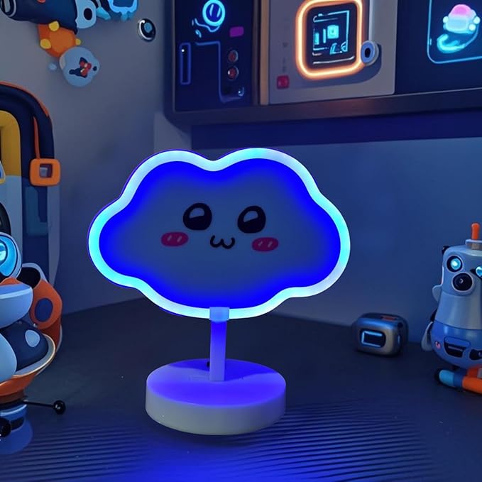 Blue Cloud Neon Night Light USB/Battery Dual Power Supply Touch LED Neon Sign Night Lights, Children's Room/Desk Atmosphere Light
