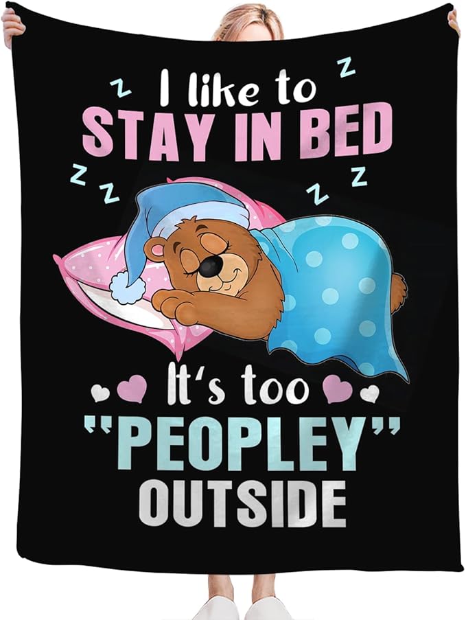 Funny Bear Throw Blanket Bear Gifts for Girls Boys Women Men Kids Adults Soft Flannel Fleece Blanket for Couch Sofa Bed Home Decor 40"x50"
