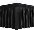 Biscaynebay Wrap Around Bed Skirts for King & Cal King Beds 19" Long Drop, Black Adjustable Elastic Dust Ruffles Easy Fit Wrinkle & Fade Resistant Silky Luxurious Fabric Solid Machine Washable
