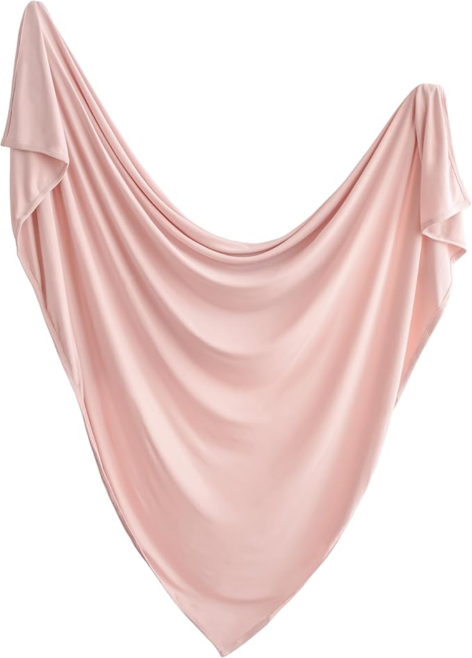 mushie Stretchy Baby Swaddle Blanket | Extra Soft & Snug Fit | 47"x47" (Blush)