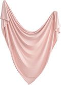mushie Stretchy Baby Swaddle Blanket | Extra Soft & Snug Fit | 47"x47" (Blush)