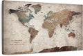 ElephantStock - Our Adventures World Map With Push Pin Iii Wall Art - Horizontal Canvas Wall Art - Living Room Wall Decor - Printmaking Map Canvas Art - Beige And Brown Decor - 30" x 20"