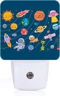 Cute Space Doodle Night Light,Plug-in Nightlights Auto Sensor Night Lamp Dusk to Dawn Lamp Home Decor for Nursery Children Girls Boys