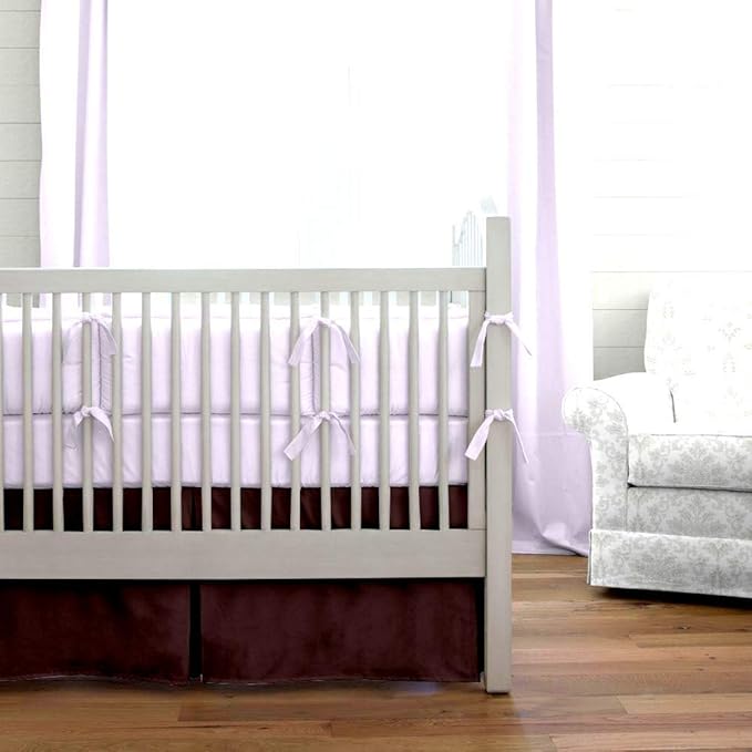 Cottington Lane Crib Bed Skirt Pleated Crib Skirt Dust Ruffle, 100% Natural Cotton, Nursery Crib Toddler Bedding Skirts for Baby Boys or Girls, 14" Soft Crib Dust Ruffle Drop Crib Skirt-Chocolate