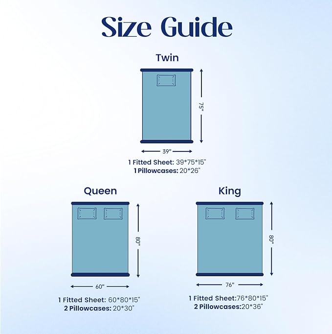 Dream Valley® King Size Sheets Set, Cooling Fitted Sheet with 2 Pillowcase-3 PCS with No Flat Sheet,Q-Max > 0.4 Aerocool, Cooling for Night Sweats, Hot Sleepers,deep Pocket up to 15",Dream Blue