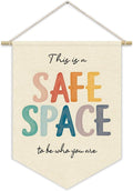 Safe Space Wall Hanging Banner, Therapy Office Wall Decor,Classroom Office Decor Banner,Calming Corner Canvas Banner,Safe Space Sign,School Counselor Office Must Haves, Hanging Pennant Flag