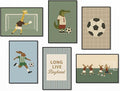 Soccer Posters, Nursery Animal Sports Posters, Long Live Boyhood Inspirational Quote Print, Football Athletes Giraffe Rabbit Crocodile Pictures, Boys Bedroom Sports Artwork 16x24in Unframed
