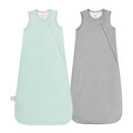 Supersoft Rayon Made from Bamboo Sleep Sack 3-6 Months Newborn Sleep Sack 0-3 Months 0.5 Tog Baby Wearable Blanket with 2-Way Zipper Summer Unisex Sleeping Bag for Babies (2 Pack) Green & Gray