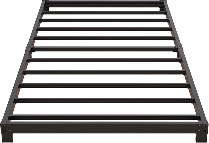 4 Inch Twin XL Bed Frames Low Profile, XL Twin Bed Frame No Box Spring Needed, Heavy Duty Metal, Easy Assembly, Black