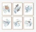 Wodkwq Nursery Wall Art Sea Animal Canvas Prints Baby Girl Boy Room Decor Watercolor Paintings Pictures Cute Ocean Theme Toddler Room Decoration Set of 6 for Kids Bedroom Bathroom 12x16in Unframed