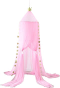Princess Bed Canopy for Girls and Kids Hanging Mosquito Net for Baby Crib Nook Castle Game Tent Nursery Play Room Decor(Pink)
