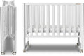 MAMAZING EvoNook 6-in-1 Convertible Mini Crib, 100% New Zealand Solid Wood, 4 Adjustable Mattress Heights, Crib with Mattress, GREENGUARD Gold Certified,White