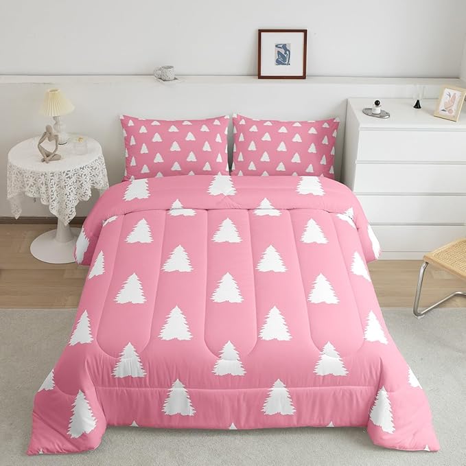 Feelyou Christmas Trees Bedding Set for Kids Boys Girls Full Size Holiday Decor Comforter Set Ultra Soft Winter Comforter Xmas Duvet Quilt Bedroom Decor Christmas Decorations Quilt