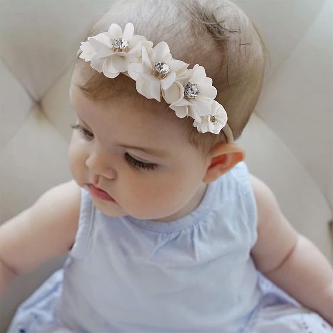 Baby Girl Headbands Nylon Flower Elastic Hairbands 6pcs Hair Accessories Gift for Newborn Infant Toddlers